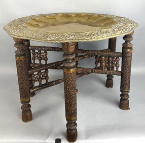 Persian Brass Tray on Folding Stand
