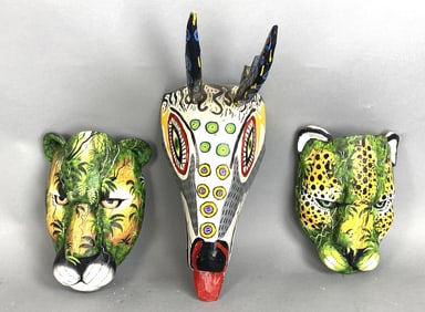 Group of 3 Carved Wood Masks