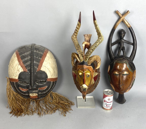 Group of 3 African Masks: Group of 3 African Masks Tallest: 25"h