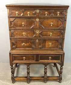 Jacobean Style Oak Chest on Stand