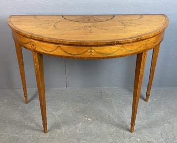 Georgian Satinwood and Inlaid Demi Lune Console