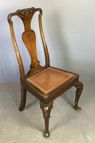 Queen Anne Oak & Walnut Cane Side Chair