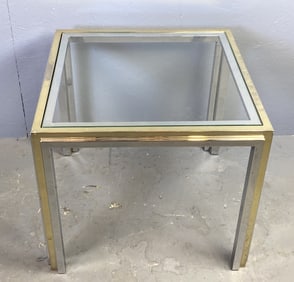 MCM Style Chrome & Glass Side Table