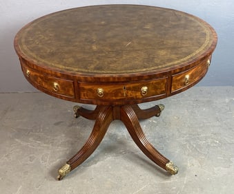 Georgian Mahogany and Leather Top Drum Table
