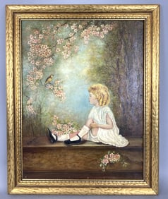 O. Duggan 1941 Small Girl w/ Bird