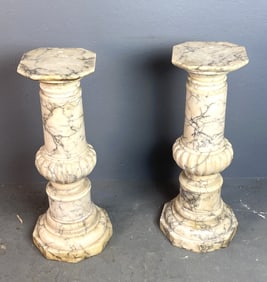 Pair of Alabaster Pedestals