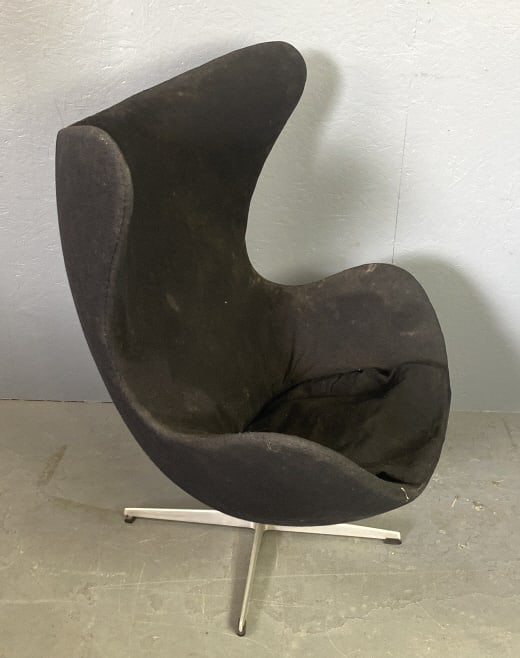 Arne Jacobsen Egg Chair: Arne Jacobsen Egg Chair Upholstered in black fabric 42"h x 34 1/2"w x 31"d