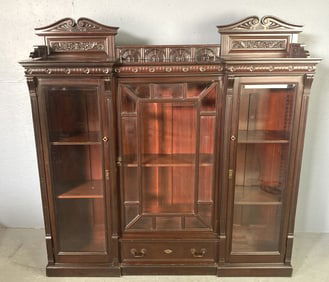 Edwardian Mahogany Beveled Glass Display Case