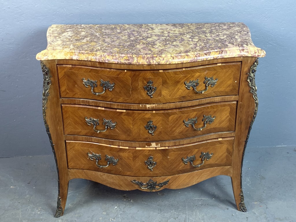 Louis XV Style Marble Top Commode: Louis XV Style Marble Top Commode 32 3/4"h x 40"w x 20"d