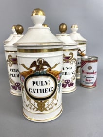 6 Paris Porcelain Apothecary Jars