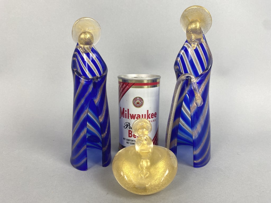 3 Murano Glass Religious Figures: 3 Murano Glass Religious Figures Tallest: 9"h