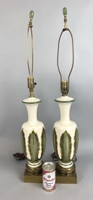 Pair of Leaf Motif Decorative Lamps
