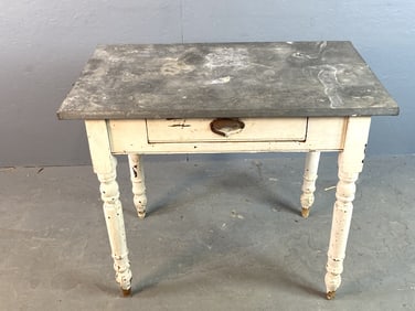 Farmhouse Zinc Top 1 Drawer Side Table