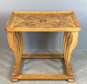 Baker Art Deco Style Burlwood Side Table