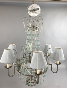 6 Arm Chandelier w/ Rock Crystals