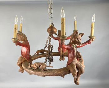 Bill Huebbe Fox Motif Chandelier