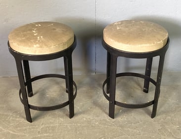 Pair of Contemporary Black Metal Swivel Stools