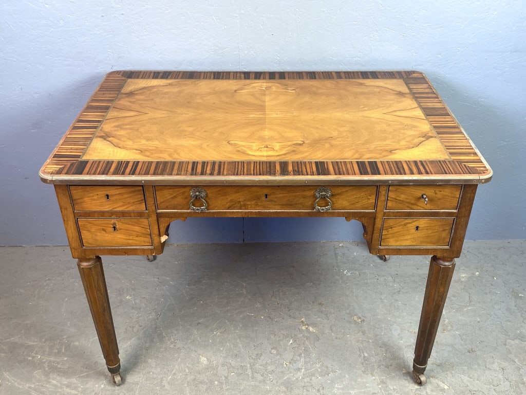 Baker Walnut & Rosewood Cross Banded Desk (1 of 7)