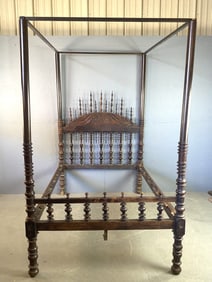 Brazilian Carved Wood Tester Bed