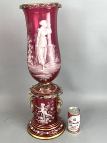 Mary Gregory Style Vase on Stand