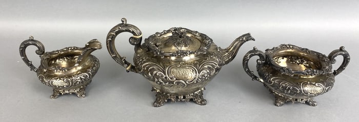 English Silver Three Piece Tea Set