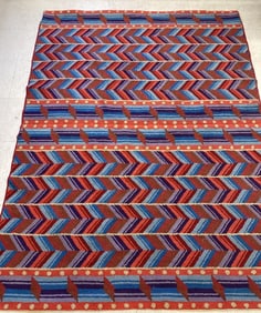 Geometric Design Hooked Rug