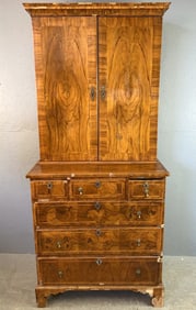 Queen Anne Walnut Cabinet Over Chest