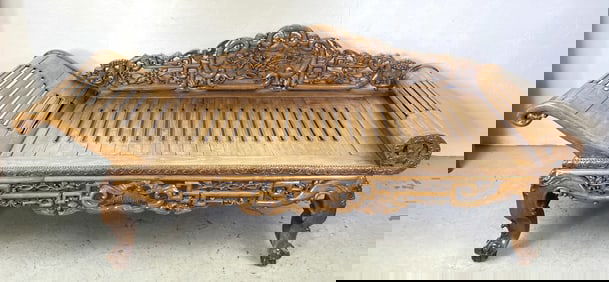 Chinese Carved Hardwood Day Bed