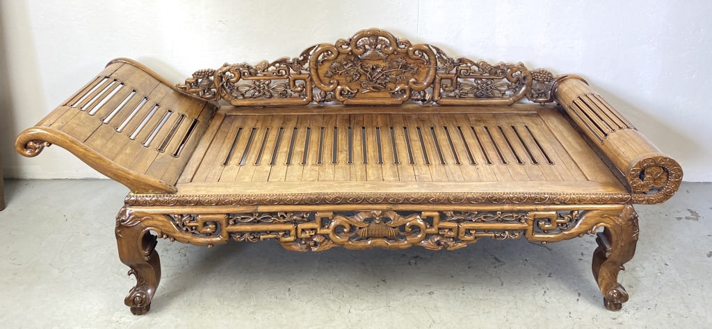 Chinese Carved Hardwood Day Bed (1 of 8)