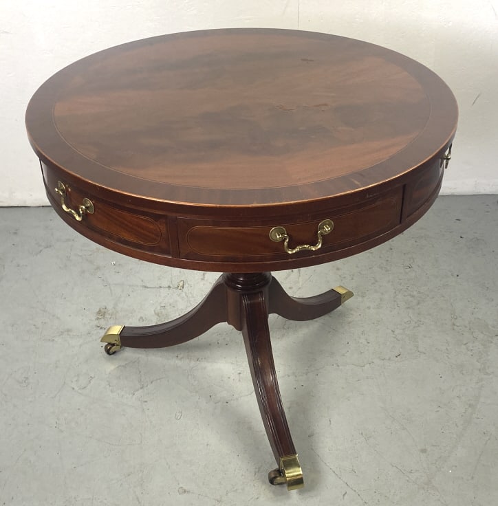 Baker Mahogany 2-Drawer Drum Table (1 of 5)