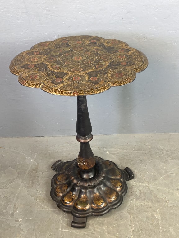 19th C. Paper Mache Tilt Top Table (1 of 5)