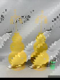 Pair of Contemporary Yellow Porcelain Lamps: Pair of Contemporary Yellow Porcelain Lamps. MFG. by Christopher Spitzmiller, Inc. NY City. 30"h x 10"diam. Condition: Untested.