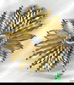 Gilt Metal Sunburst Mirror: Gilt Metal Sunburst Mirror. 34"diam. Condition: Scratches, scuffs.