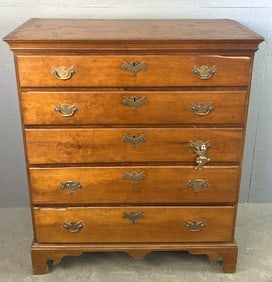 18th C. American Cherry 5 Drawer Chest