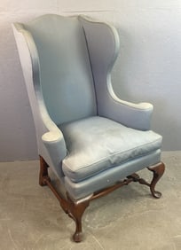 18th C. American Upholstered Wingback Chair