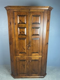Amish Stained Wood Corner Cabinet