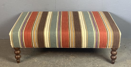 Striped Upholstered Ottoman
