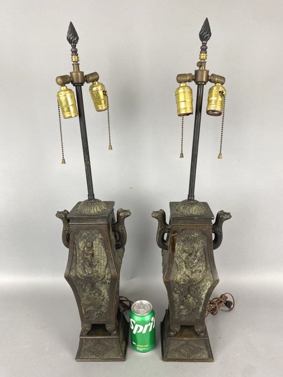 Pair of Japanese Bronze Table Lamps (1 of 9)