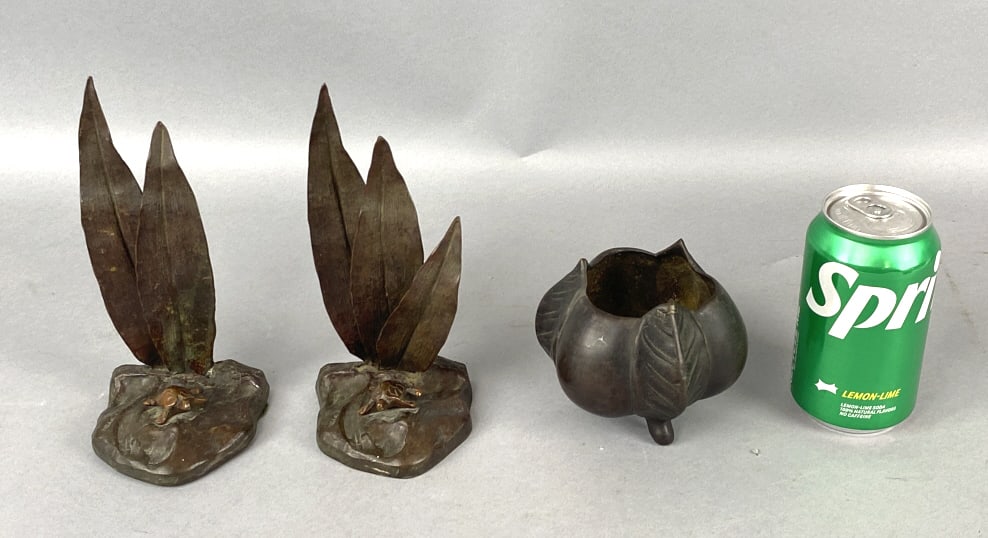 Emilio Maraffi Bronze Bookends w/ Bowl (1 of 7)