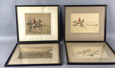 Set of 4 Tom Car Hunting Etchings