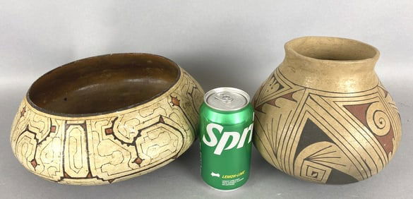 Peruvian Pottery Bowl & Navajo Pottery Vase