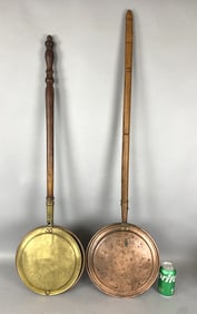 2 Antique Brass Bed Warmers