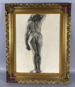 Allen Townsend Terrell Charcoal of Nude Female