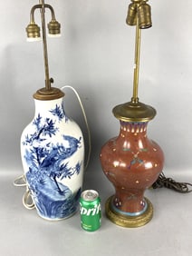 Chinese Porcelain Lamp w/ Cloisonne Lamp