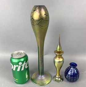 3 Signed Art Glass Vase Including Steven Maslack
