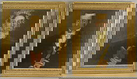 Pair of 18th C. American Ancestral Paintings: Pair of American Ancestral Paintings. Oil on canvas, unsigned. Sight: 25 1/2"h x 20 1/2"w Condition: Relined, some craquelure, scratch to one.