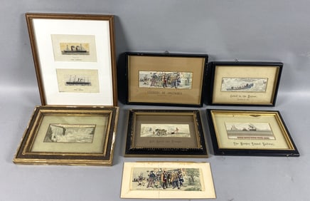 Group of 8 Stevengraph Pictures