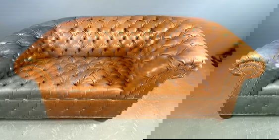 Brown Leather Chesterfield Sofa