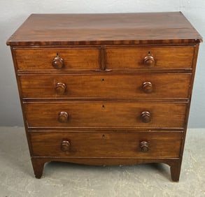 19th C. Mahogany English 5 Drawer Chest