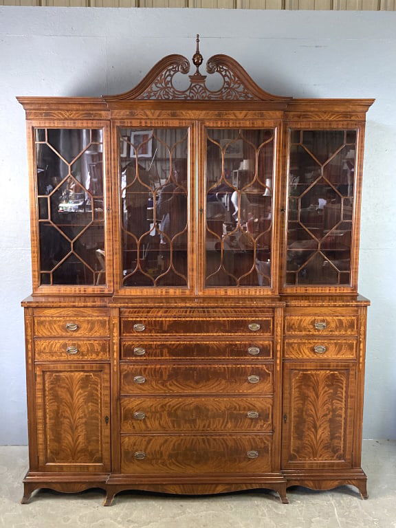 American Mahogany Inlaid Bookcase (1 of 8)